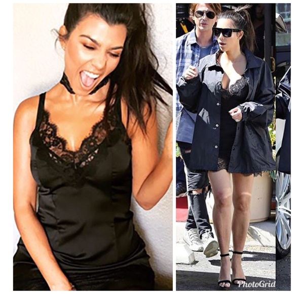 black lace trim satin bodycon dress